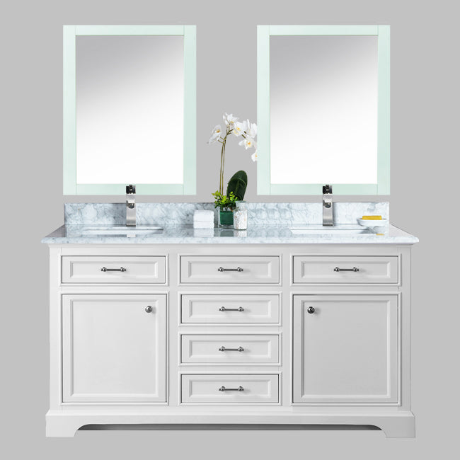 60″ Milan Bathroom Vanity – White with Carrera Top